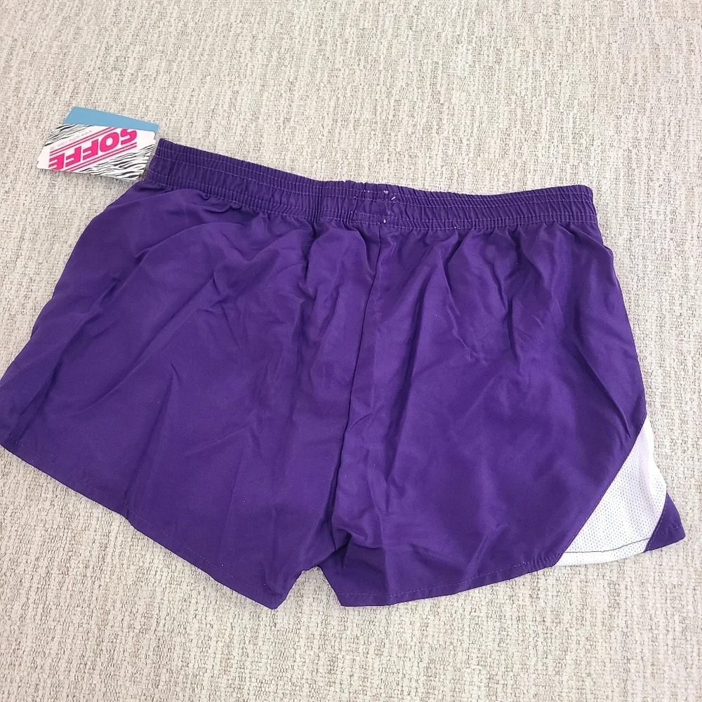 Soffe Athletic Shorts Purple and White Lightweight Design
